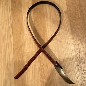 Men’s Robin Kann genuine lizard Sz 32 belt w matte silver designer buckle